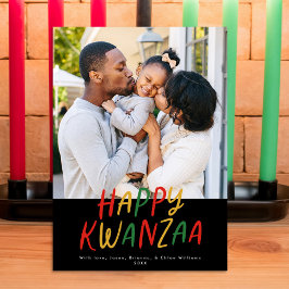 Happy Kwanzaa Modern Letters Type One Foto Feiertagskarte