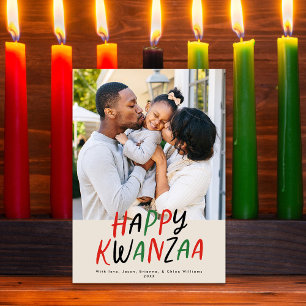 Happy Kwanzaa Modern Letters Type One Foto Feiertagskarte