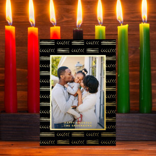 Happy Kwanzaa Modern Mudcloth Foto Black Gold Folien Feiertagskarte