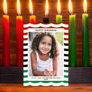 Happy Kwanzaa Modern Strip Holiday Foto Card Feiertagskarte
