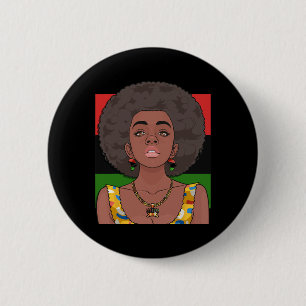Happy Kwanzaa Pan African Flag Black Woman Seven P Button