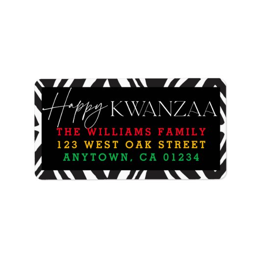 Happy Kwanzaa Pattern | Rücksendeadresse Adressaufkleber (Vorne)