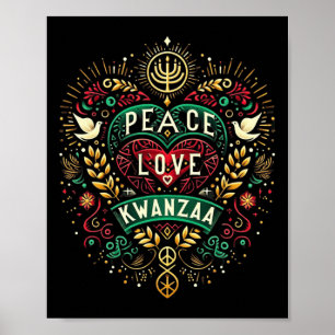 Happy Kwanzaa Peace with Liebe Kwanzaa African Ame Poster