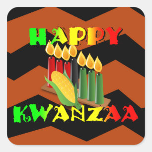 HAPPY KWANZAA QUADRATISCHER AUFKLEBER