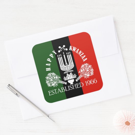 Happy Kwanzaa Quadratischer Aufkleber (Umschlag)