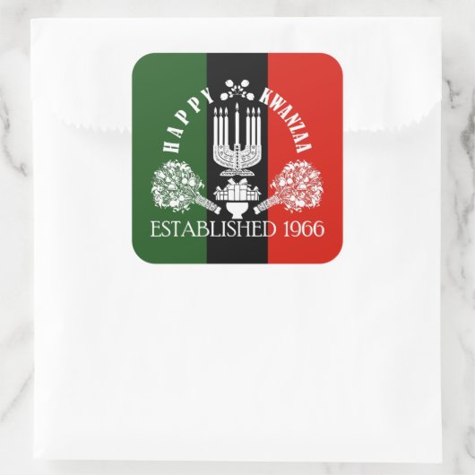 Happy Kwanzaa Quadratischer Aufkleber (Tasche)