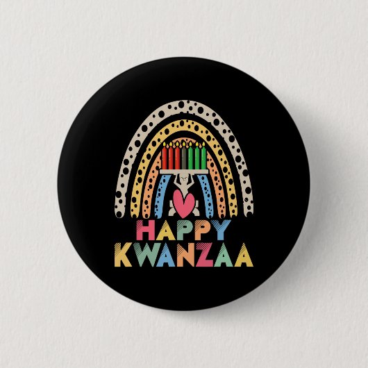 Happy Kwanzaa Rainbow American Harvest Fes Button (Vorderseite)