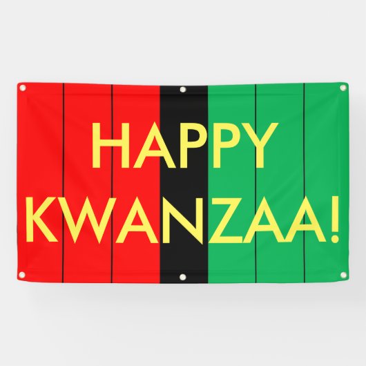 Happy Kwanzaa Red Black Green Stripes Muster Banner (Horizontal)