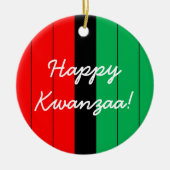 Happy Kwanzaa Red Black Green Striping Muster Keramik Ornament (Vorne)