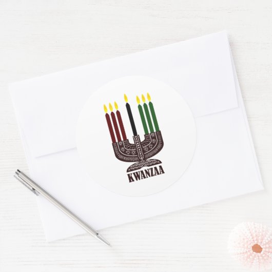 Happy Kwanzaa Runder Aufkleber (Umschlag)