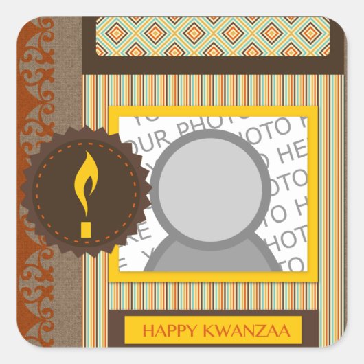 Happy Kwanzaa (Scrapbook) Quadratischer Aufkleber (Vorderseite)