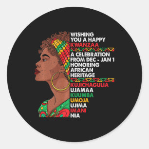 Happy Kwanzaa Seven Principles African Headwrap Gr Runder Aufkleber