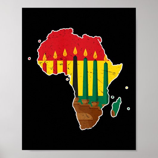 Happy Kwanzaa Seven Principles Kinara Candles Afri Poster (Vorne)
