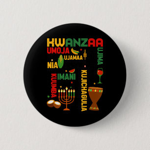Happy Kwanzaa Seven Principles Men Boys Funny Kwan Button