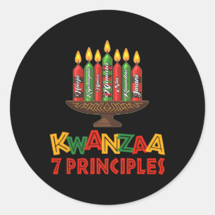 Happy Kwanzaa Sieben Grundsätze von Kwanzaa - Kina Runder Aufkleber