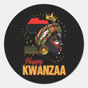 Happy Kwanzaa Sieben Prinzipien der Kwanzaa Frauen Runder Aufkleber