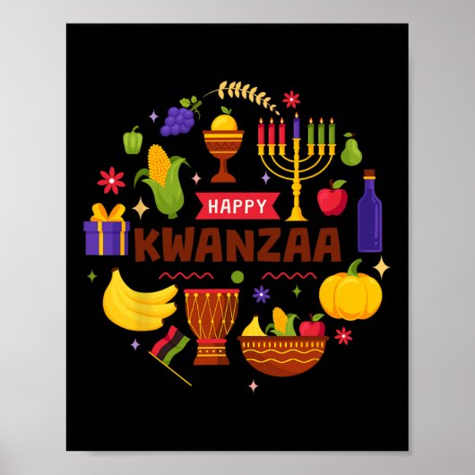 Happy Kwanzaa Sieben Prinzipien von Kwanzaa Kinara Poster (Vorne)