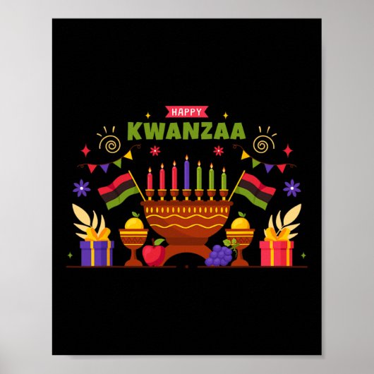 Happy Kwanzaa Sieben Prinzipien von Kwanzaa Kinara Poster (Vorne)