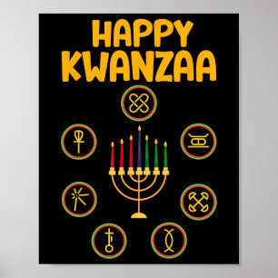Happy Kwanzaa Sieben Prinzipien von Kwanzaa Kinara Poster