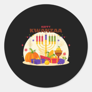 Happy Kwanzaa Sieben Prinzipien von Kwanzaa Kinara Runder Aufkleber