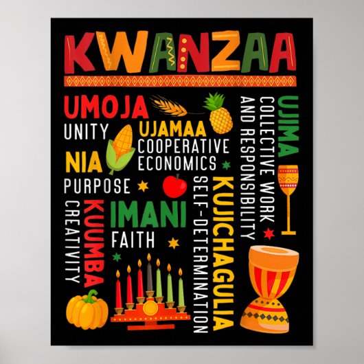 Happy Kwanzaa Sieben Prinzipien von Kwanzaa Men Wo Poster (Vorne)