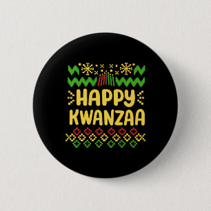 Happy Kwanzaa Weihnachten Ugly Sweater Style Afrik Button