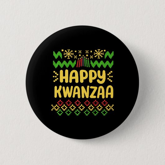 Happy Kwanzaa Weihnachten Ugly Sweater Style Afrik Button (Vorderseite)