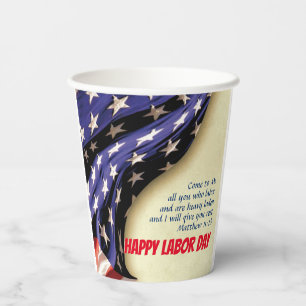 HAPPY LABOR DAY USA Flag Pappbecher