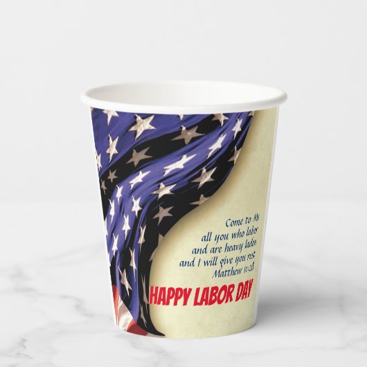 HAPPY LABOR DAY USA Flag Pappbecher (Rückseite)