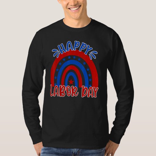 Happy Labor Day USA Flag Rainbow Holiday US Worker T-Shirt (Vorderseite)