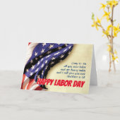 HAPPY LABOR DAY USA Flag Scripture Customized Karte (Gelbe Blume)