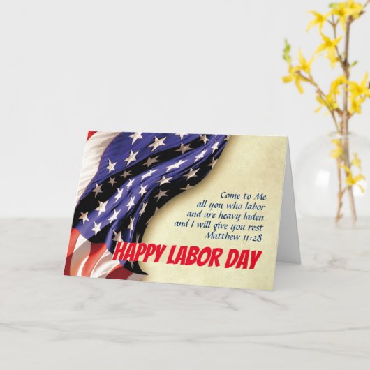 HAPPY LABOR DAY USA Flag Scripture Customized Karte (Gelbe Blume)