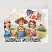 Happy Labor Day  with Flag Postcard Postkarte (Vorderseite)