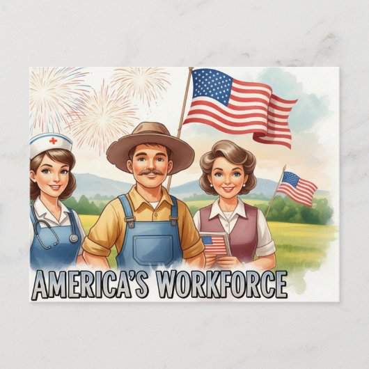 Happy Labor Day with Flag Postcard Postkarte (Vorderseite)