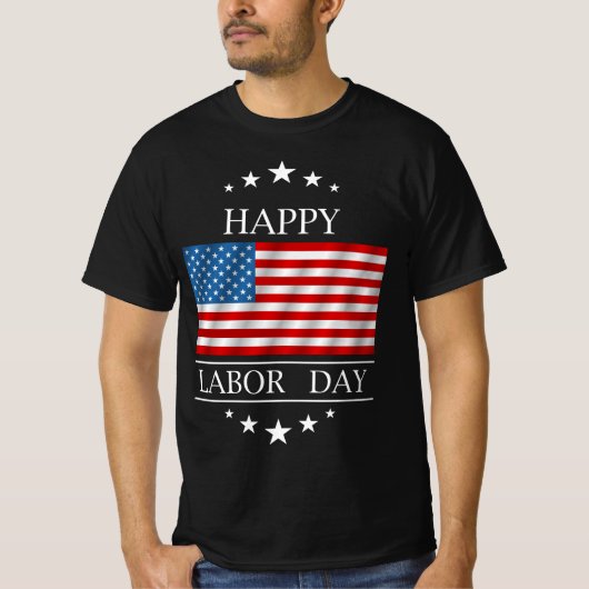 Happy Labour Day 2023 American Flag Labour Day T-Shirt (Vorderseite)