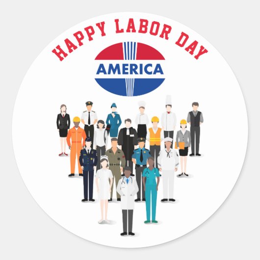 Happy Labour Day America Runder Aufkleber (Vorderseite)