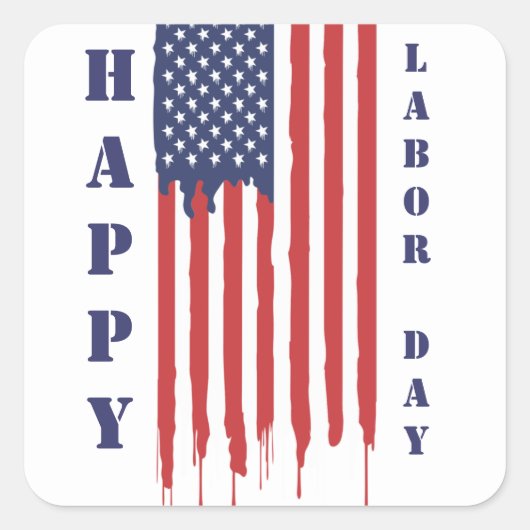Happy Labour Day American Flag Graffiti Quadratischer Aufkleber (Vorderseite)