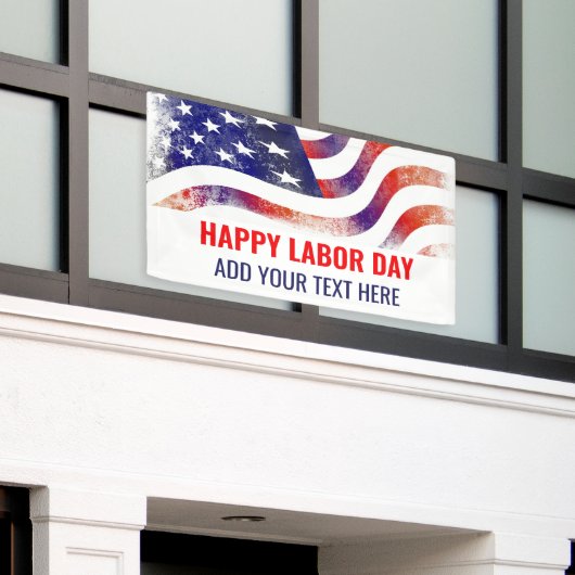 Happy Labour Day American Flag Personalisiert Banner (Äußeres Gebäude)