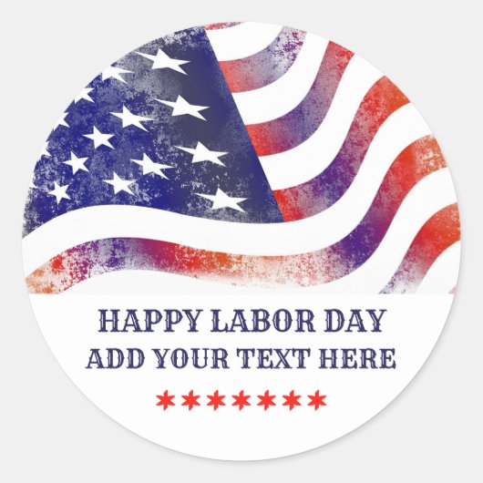 Happy Labour Day American Flag Runder Aufkleber (Vorderseite)