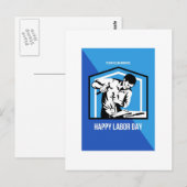 Happy Labour Day Fellow Workforce Retro Poster Postkarte (Vorne/Hinten)