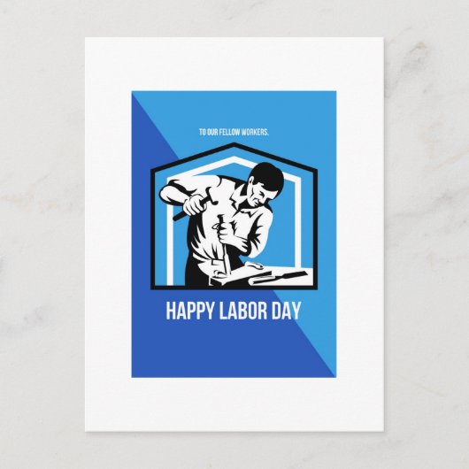 Happy Labour Day Fellow Workforce Retro Poster Postkarte (Vorderseite)