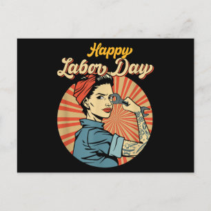 Happy Labour Day Girl Strong Worker Movement Feiertagspostkarte