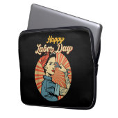 Happy Labour Day Girl Strong Worker Movement Laptopschutzhülle (Vorderseite Links)