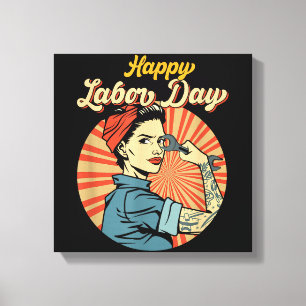 Happy Labour Day Girl Strong Worker Movement Leinwanddruck
