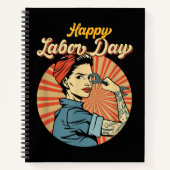 Happy Labour Day Girl Strong Worker Movement Notizblock (Vorderseite)