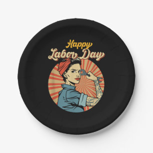 Happy Labour Day Girl Strong Worker Movement Pappteller