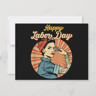 Happy Labour Day Girl Strong Worker Movement Save The Date