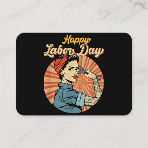 Happy Labour Day Girl Strong Worker Movement Visitenkarte