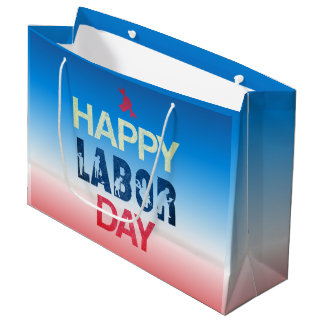 Happy Labour Day in Red White Blue Große Geschenktüte