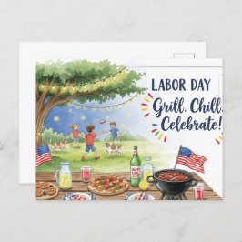 Happy Labour Day mit Flag Postcard Postkarte